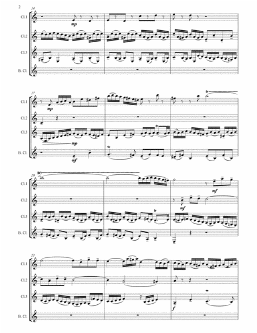 Little Fugue in G minor arranged for Clarinet Quartet Clarinet Quartet scores gallery preview page 3