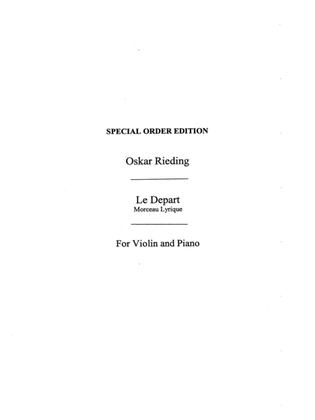 Book cover for Le Depart Op.40