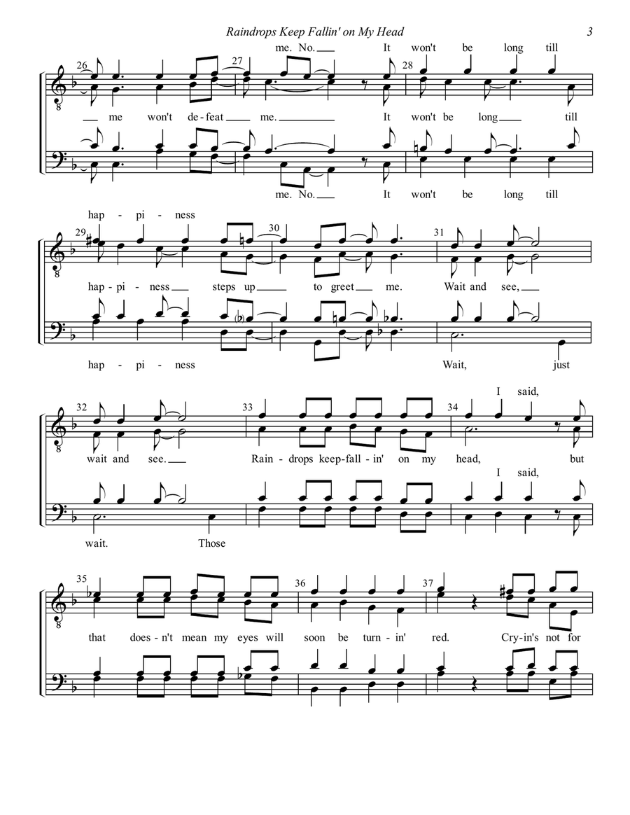 Raindrops Keep Fallin' On My Head TTBB scores gallery preview page 3