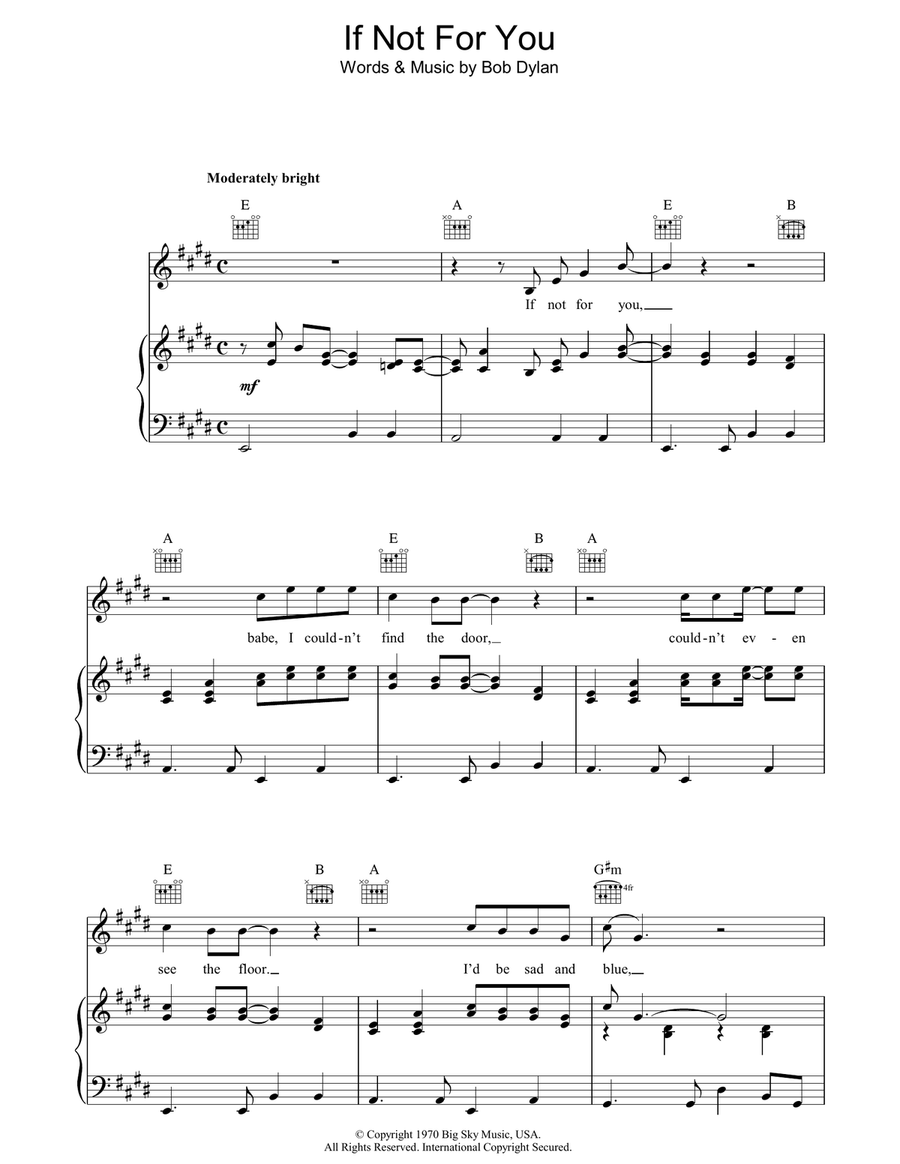 If Not For You Piano, Vocal, Guitar scores gallery preview page 1