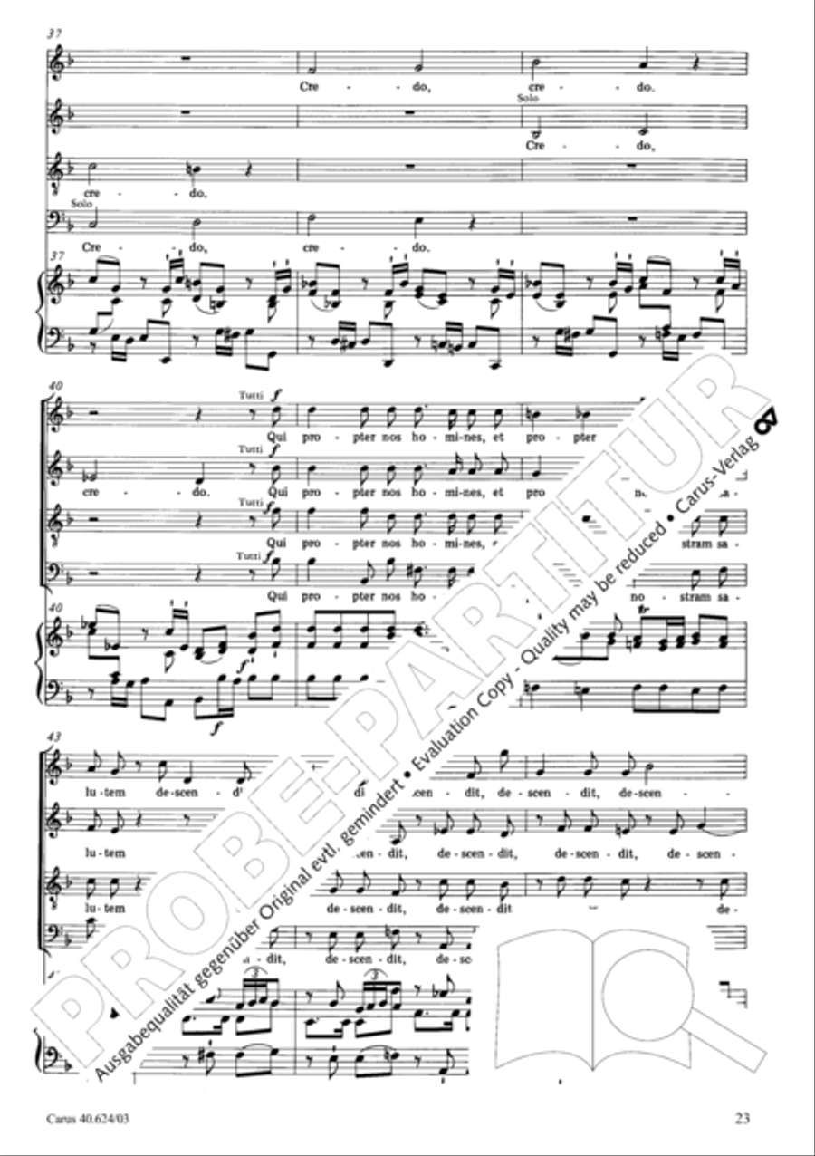 Missa brevis in F major 4-Part scores gallery preview page 24