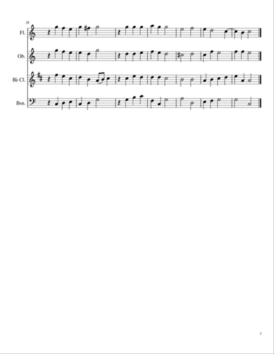 Lo, How A Rose E'er Blooming for Woodwind Quartet Woodwind Quartet scores gallery preview page 3