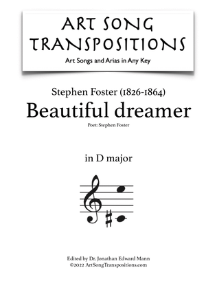 Book cover for FOSTER: Beautiful dreamer (transposed to D major)