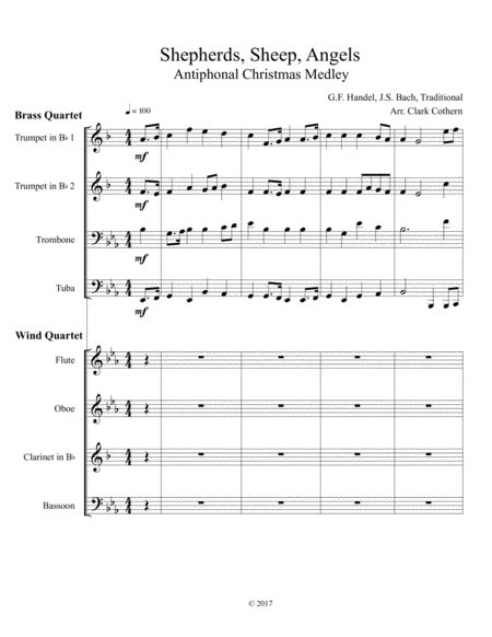 Shepherds, Sheep, Angels - Antiphonal Medley (Wind Quartet and Brass Quartet) image number null
