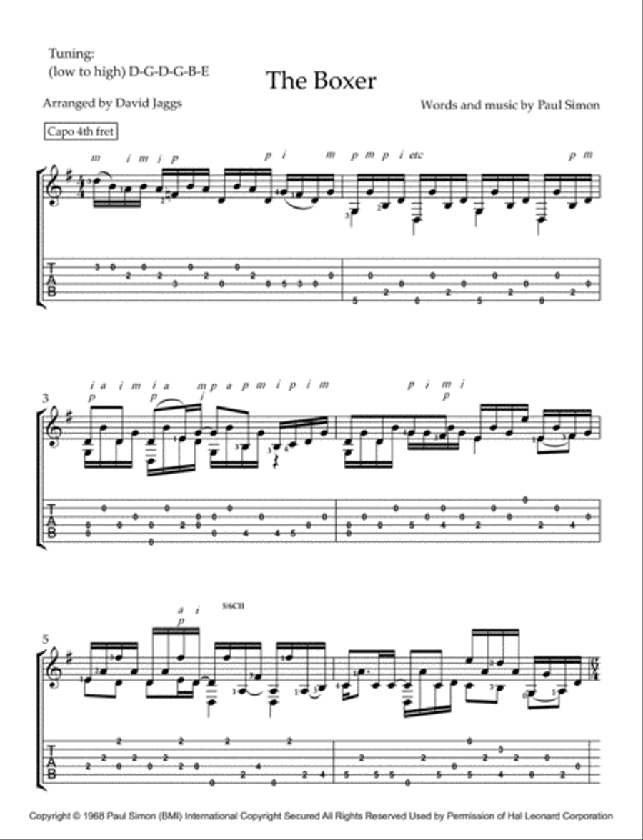 The Boxer Guitar Tablature scores gallery preview page 1