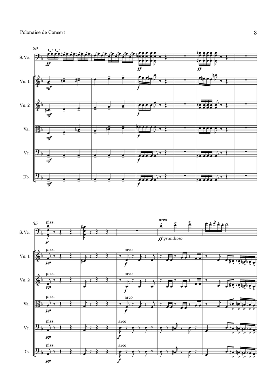 Popper Polonaise de Concert Op 14 for Cello and String Orchestra String Orchestra scores gallery preview page 4
