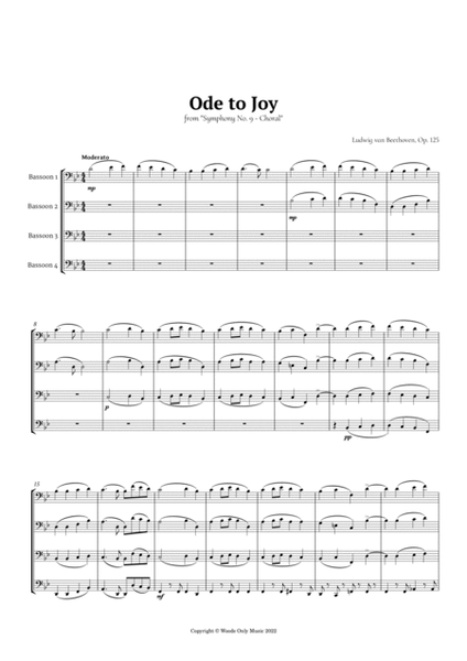 Ode to Joy by Beethoven for Bassoon Quartet image number null