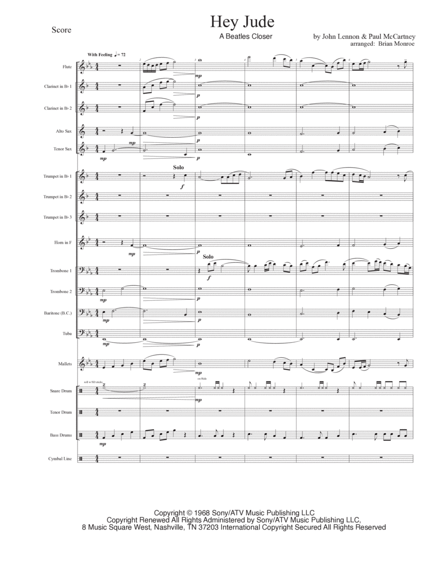 Hey Jude Hey Jude Marching Band scores gallery preview page 1