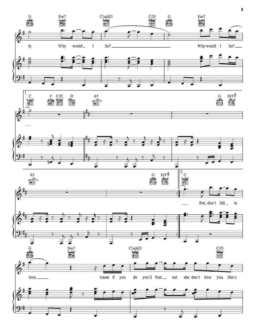She's A Beauty Piano, Vocal, Guitar scores gallery preview page 3