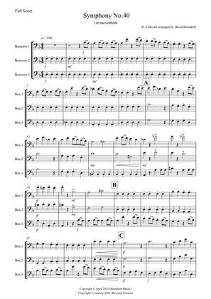 Symphony No.40 (1st movement) for Bassoon Trio