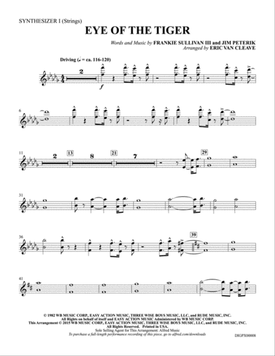 Eye of the Tiger: Synthesizer 1 Part scores gallery preview page 1