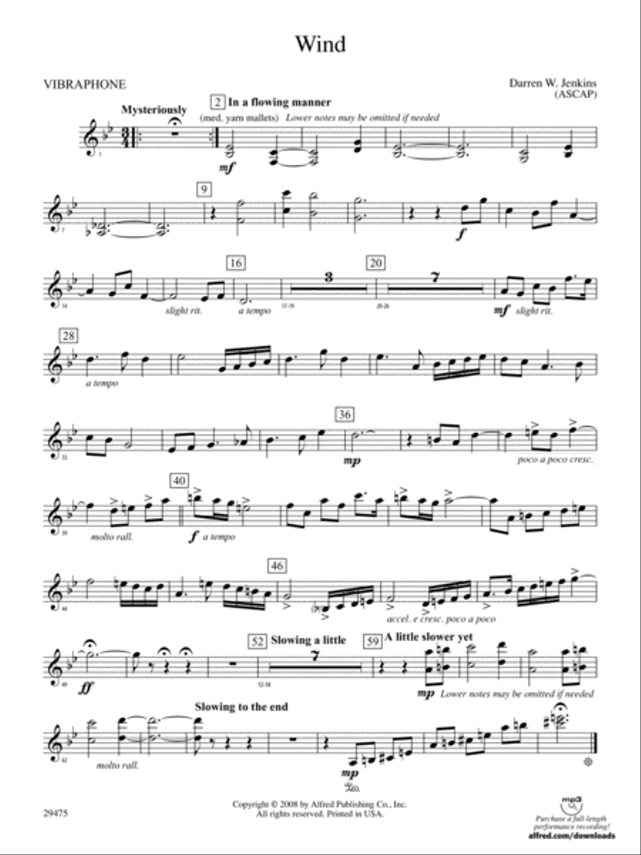 Wind: Vibraphone Concert Band scores gallery preview page 1