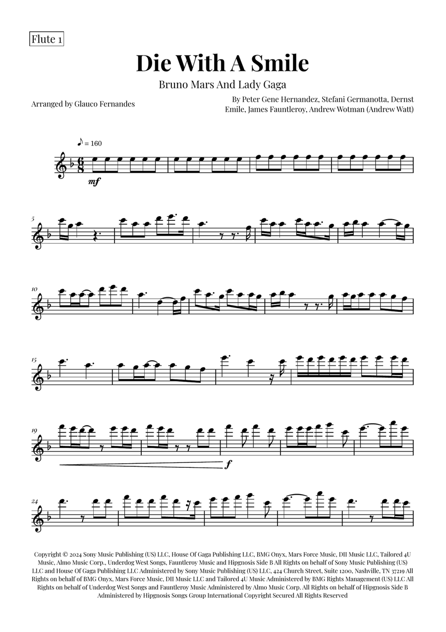 Die With A Smile Flute Duet scores gallery preview page 6