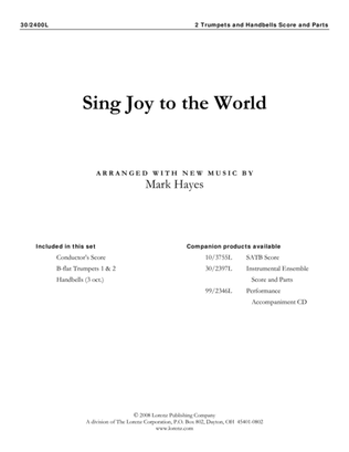 Book cover for Sing Joy to the World - 2 Trumpets and Handbells (3 oct.)