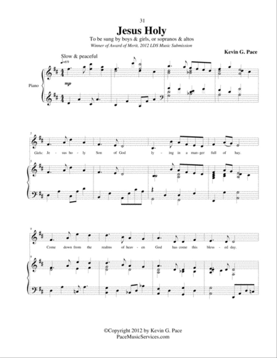 Jesus Holy - original Christmas choral duet SA scores gallery preview page 2