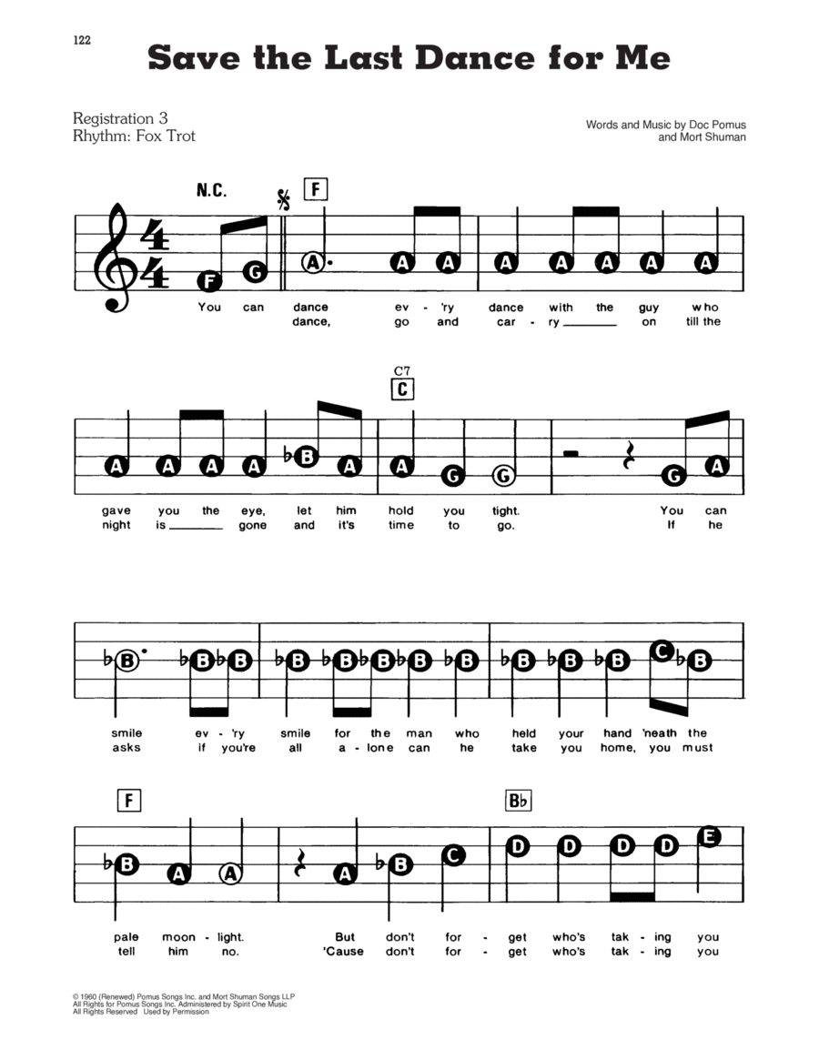Save The Last Dance For Me Electronic Keyboard scores gallery preview page 1