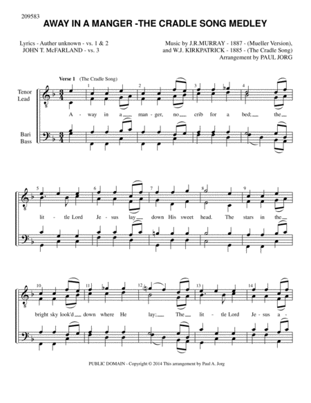 AWAY IN A MANGER / THE CRADLE SONG Medley image number null