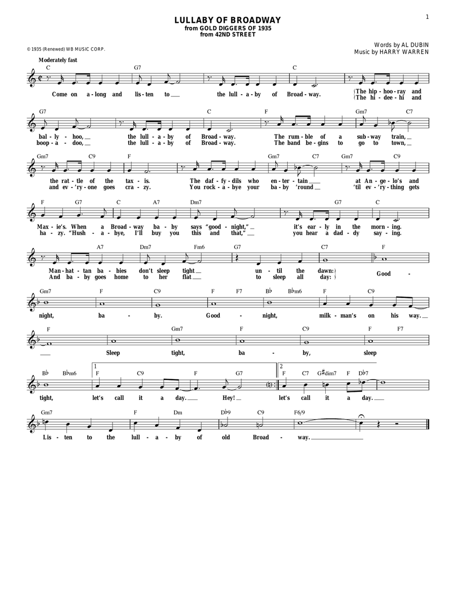 Lullaby Of Broadway Lullaby Of Broadway Guitar scores gallery preview page 1