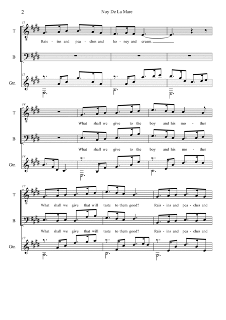 3 Catalan Carols For Voice & Guitar-A Mother's Child Small Ensemble scores gallery preview page 5
