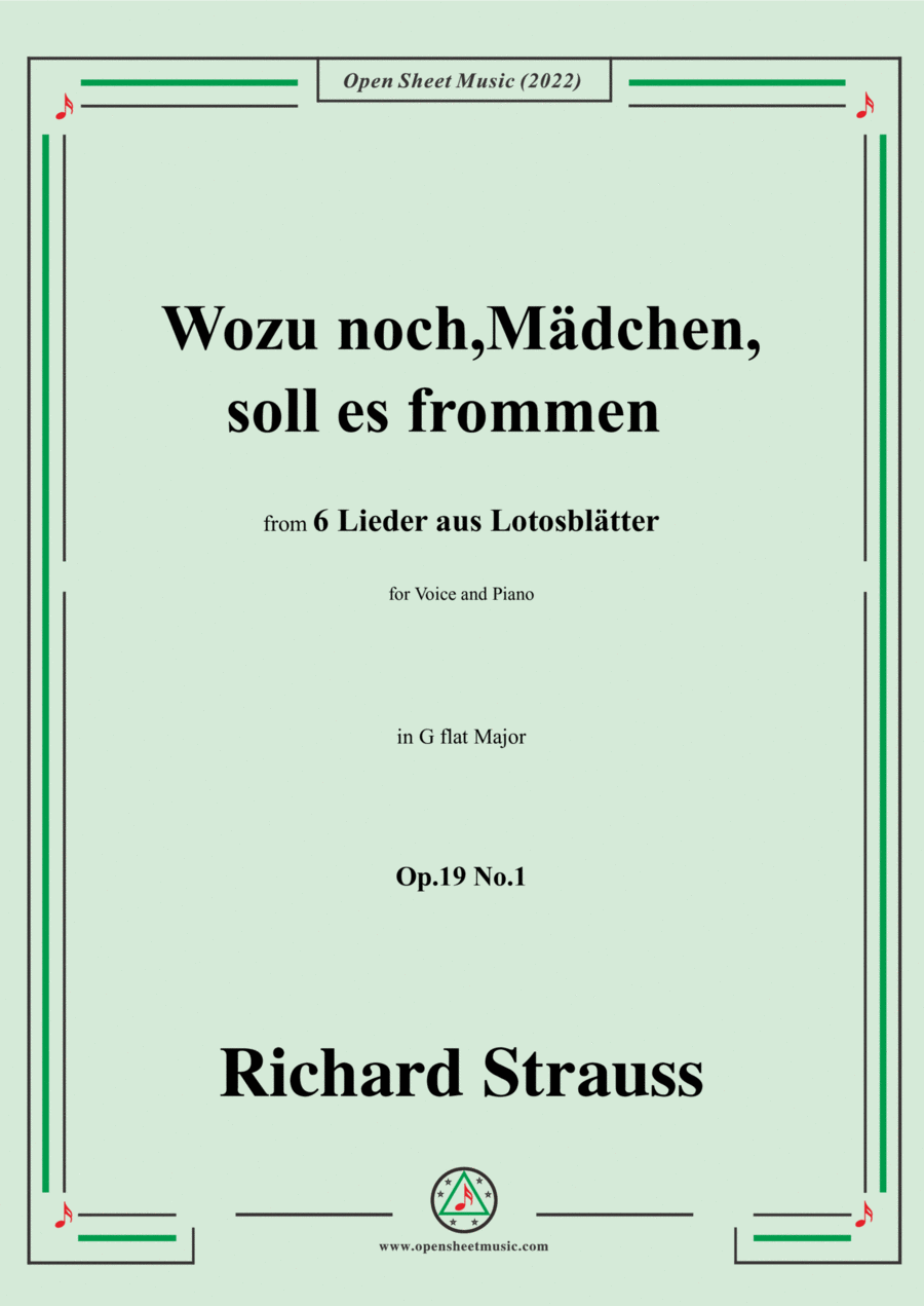 Richard Strauss-Wozu noch,Mädchen,soll es frommen,in G flat Major Voice scores gallery preview page 1
