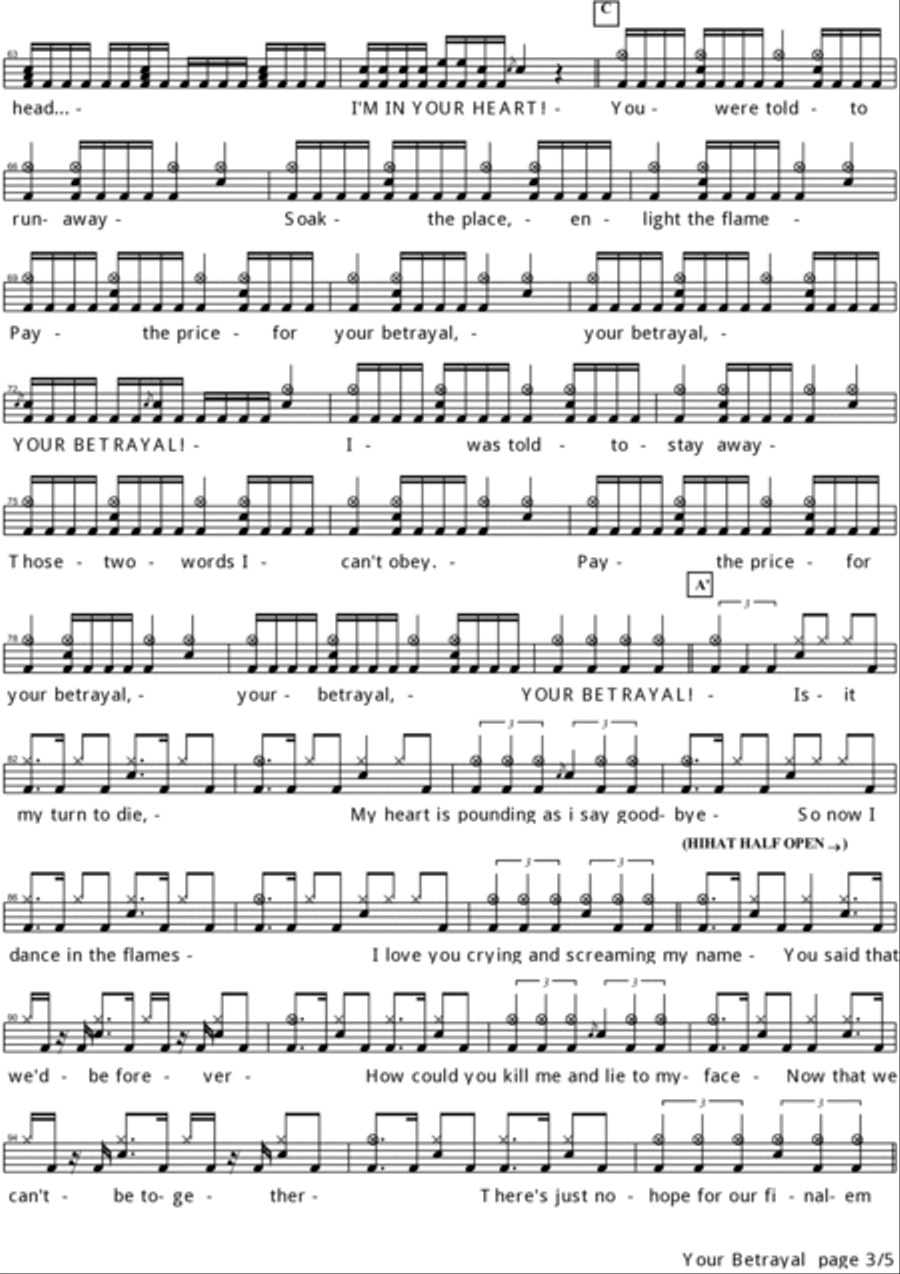 Your Betrayal Drum Set scores gallery preview page 3