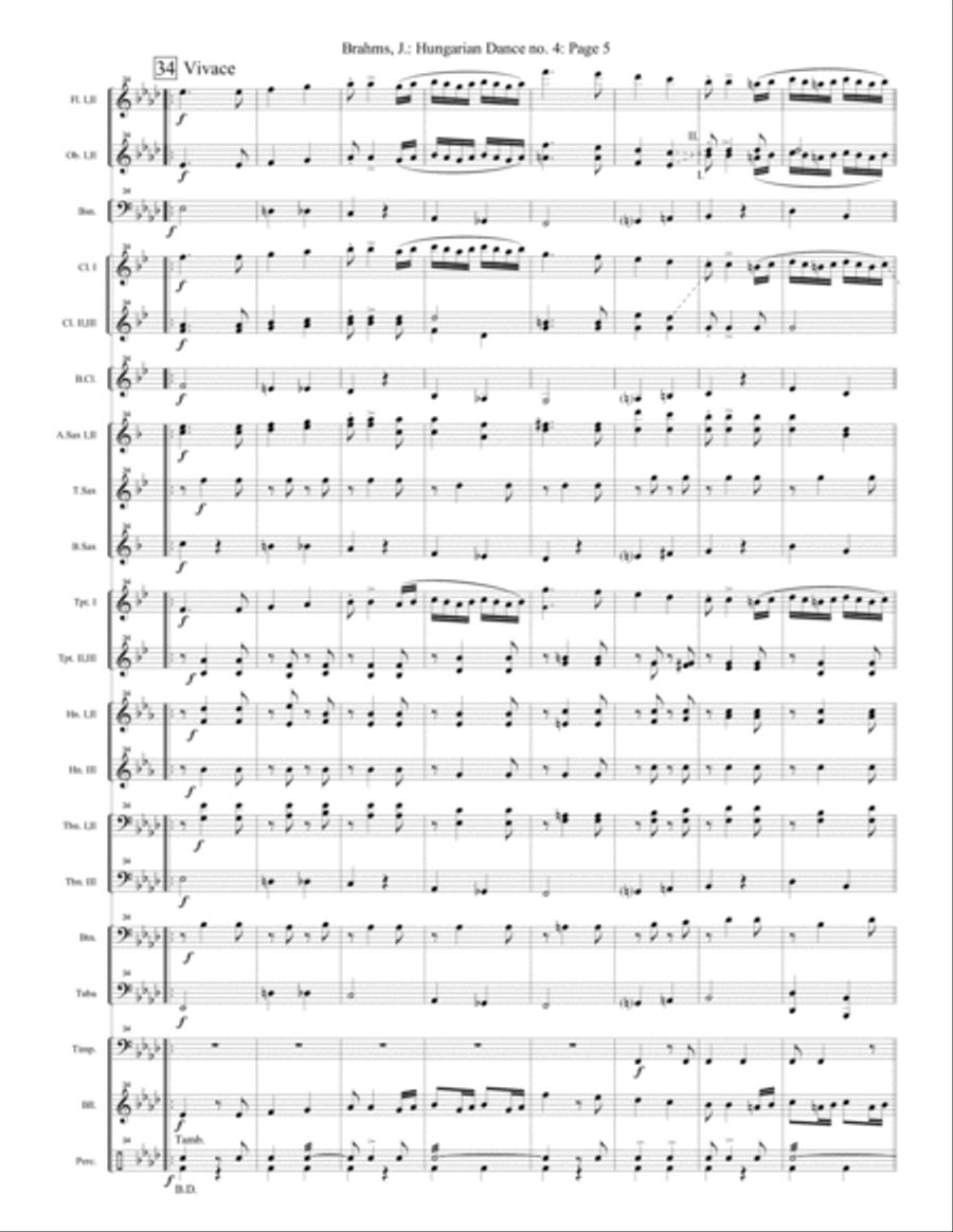 Hungarian Dance no. 4 Concert Band scores gallery preview page 5