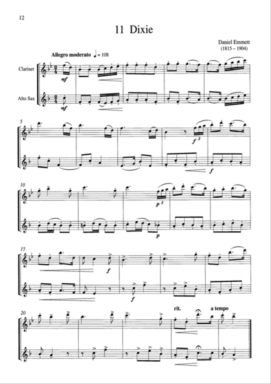 Two by Two Clarinet and Alto Saxophone Duets Woodwind Duet scores gallery preview page 3