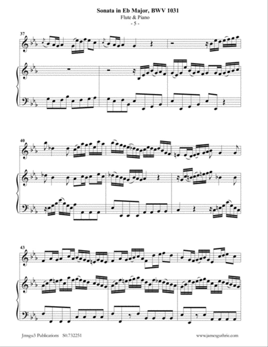 BACH: Sonata in Eb BWV 1031 for Flute & Piano Flute Solo scores gallery preview page 5