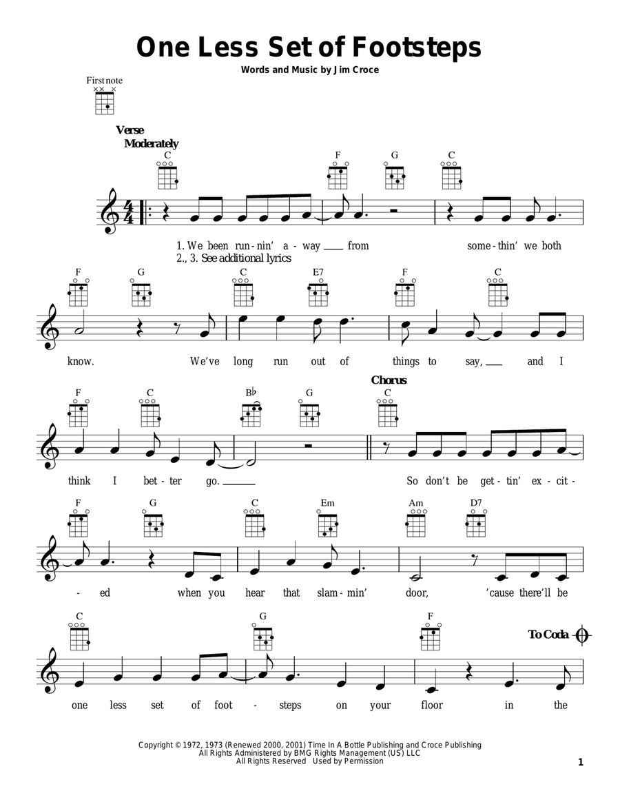 One Less Set Of Footsteps Ukulele scores gallery preview page 1