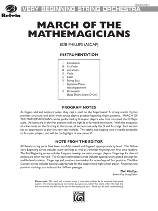 March of the Mathemagicians: Score