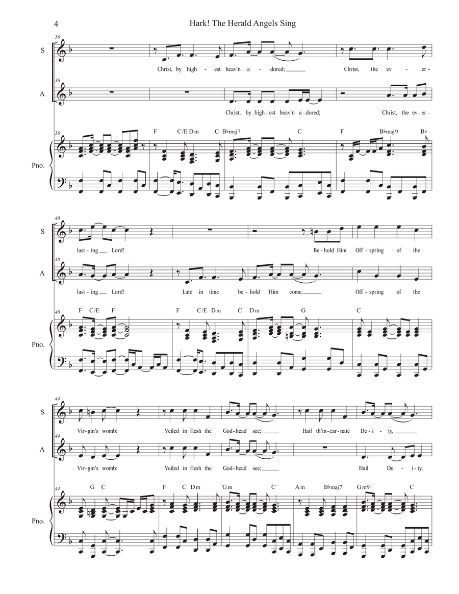 Hark! The Herald Angels Sing (Duet for Soprano and Alto Solo) Alto Voice scores gallery preview page 4