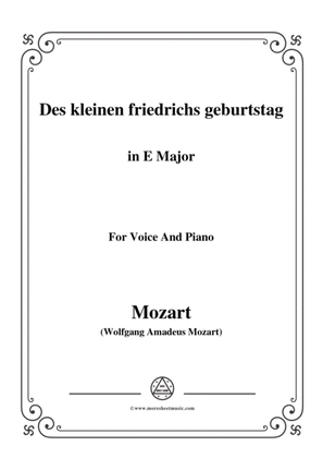 Book cover for Mozart-Des kleinen friedrichs geburtstag,in E Major,for Voice and Piano