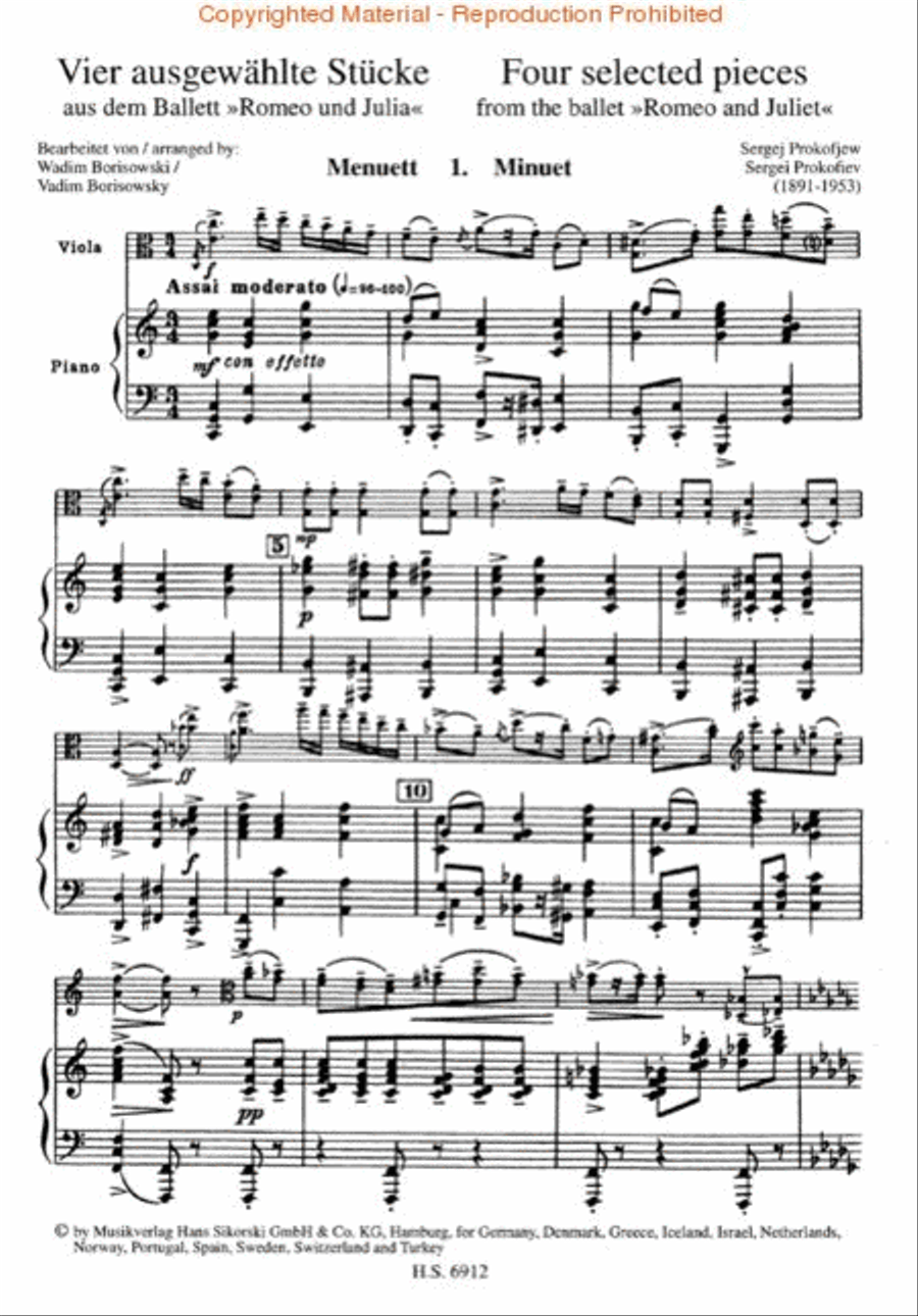 Sergei Prokofiev – Four Selected Pieces from the Ballet Romeo and Juliet Piano Accompaniment scores gallery preview page 2