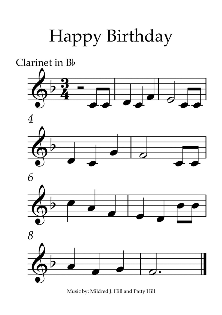 Happy Birthday - Clarinet Clarinet Solo scores gallery preview page 1