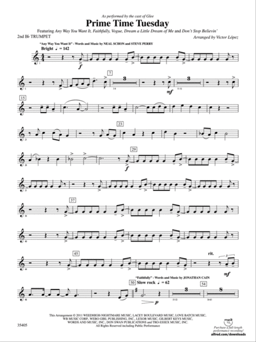 Prime Time Tuesday: 2nd B-flat Trumpet Concert Band scores gallery preview page 1