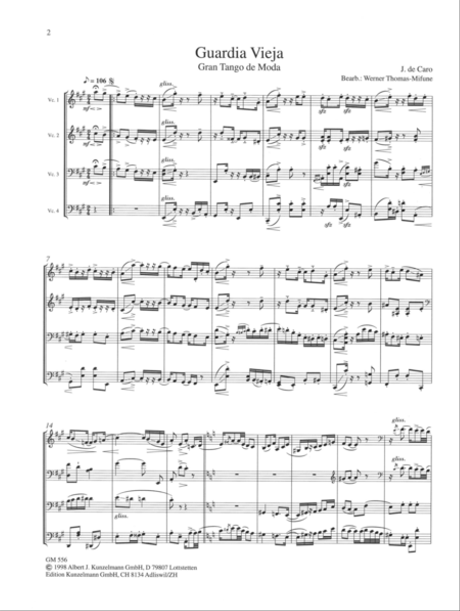 3 tangos for 4 celli Cello scores gallery preview page 2