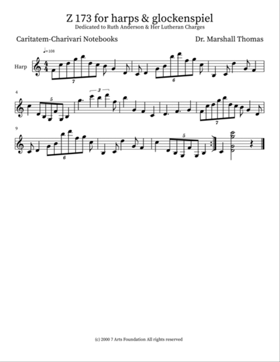 Z 173 for harps & glockenspiel Glockenspiel scores gallery preview page 3
