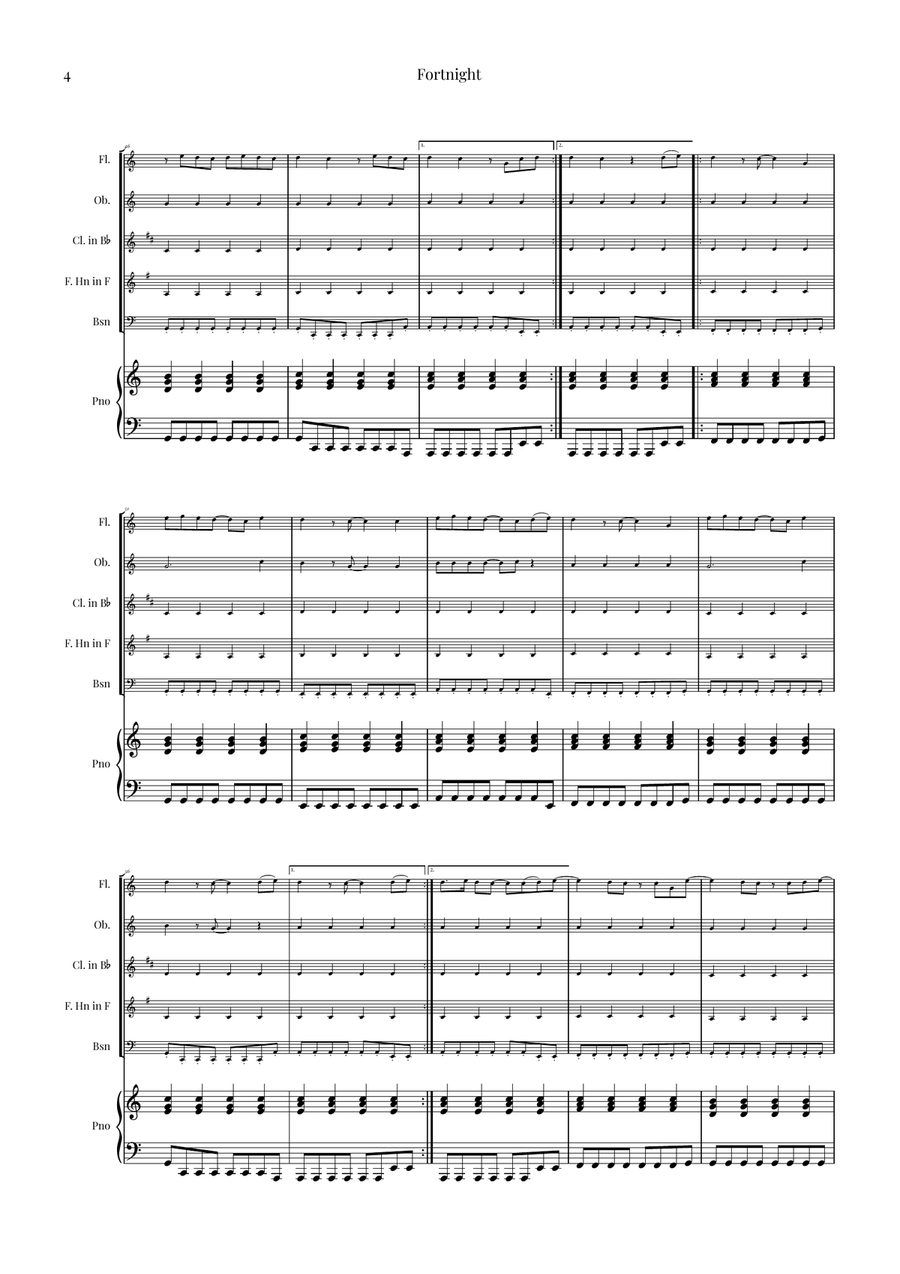 Fortnight Woodwind Quintet scores gallery preview page 4