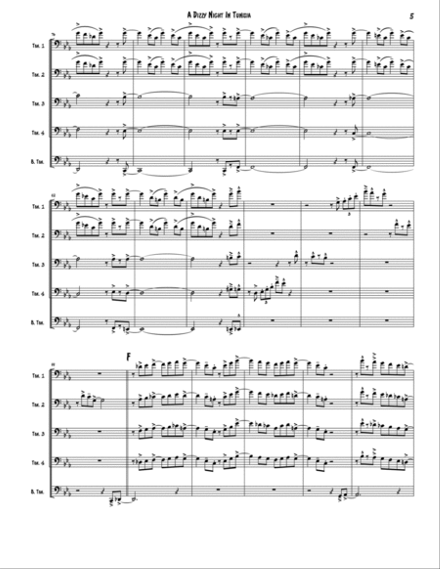 A Night In Tunisia Brass Quintet scores gallery preview page 5