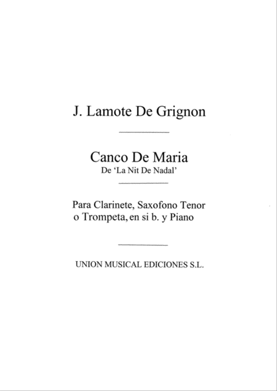 Canco De Maria Tenor Saxophone scores gallery preview page 1
