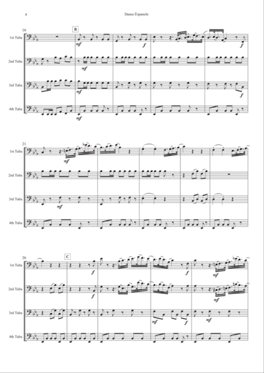 Spanish Dance from Swan Lake for Symphonic Tuba Quartet Tuba Quartet scores gallery preview page 4