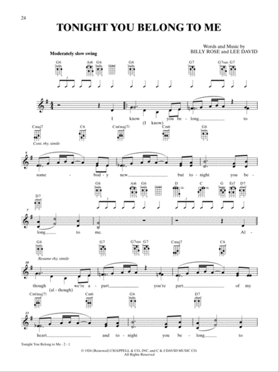 Tonight You Belong to Me Tonight You Belong to Me Ukulele scores gallery preview page 1