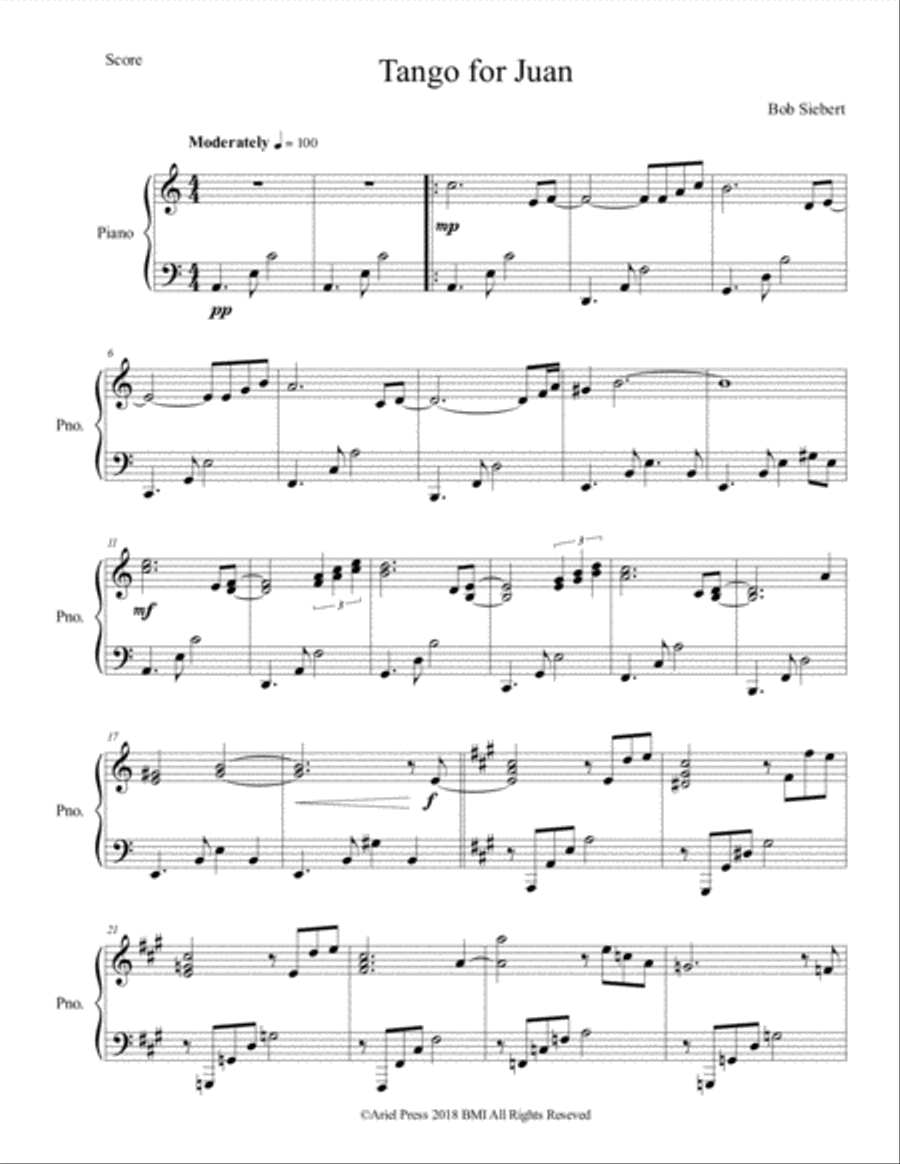 Tango for Juan Piano Solo scores gallery preview page 1