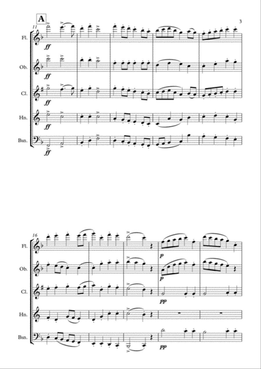 Second Suite for Military Band, I. March (Full Score and Parts) Woodwind Quintet scores gallery preview page 3