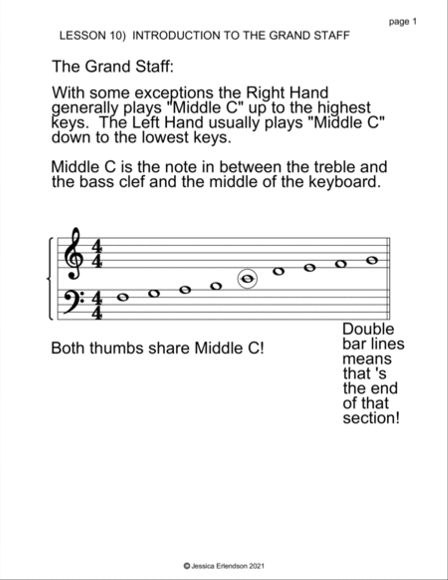 Music Theory booklet lesson 10 - the Grand Staff Concert Band scores gallery preview page 2