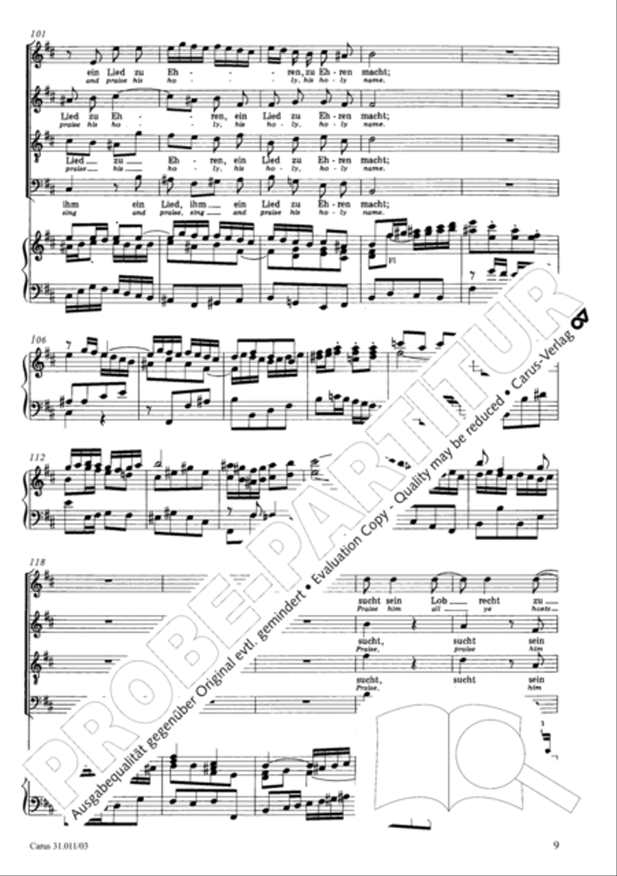 Lobet Gott in seinen Reichen (Himmelfahrtsoratorium) 4-Part scores gallery preview page 10