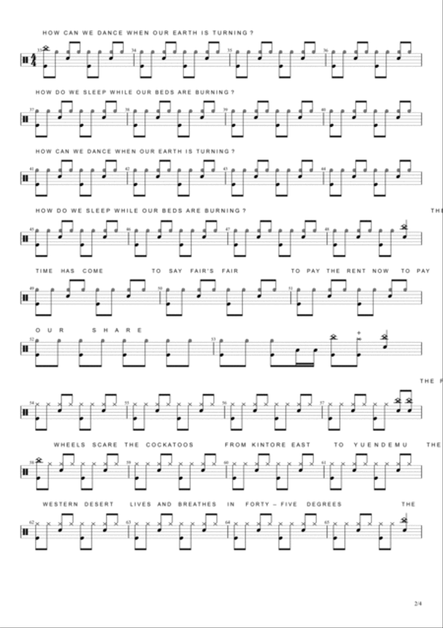Beds Are Burning Drum Set scores gallery preview page 2