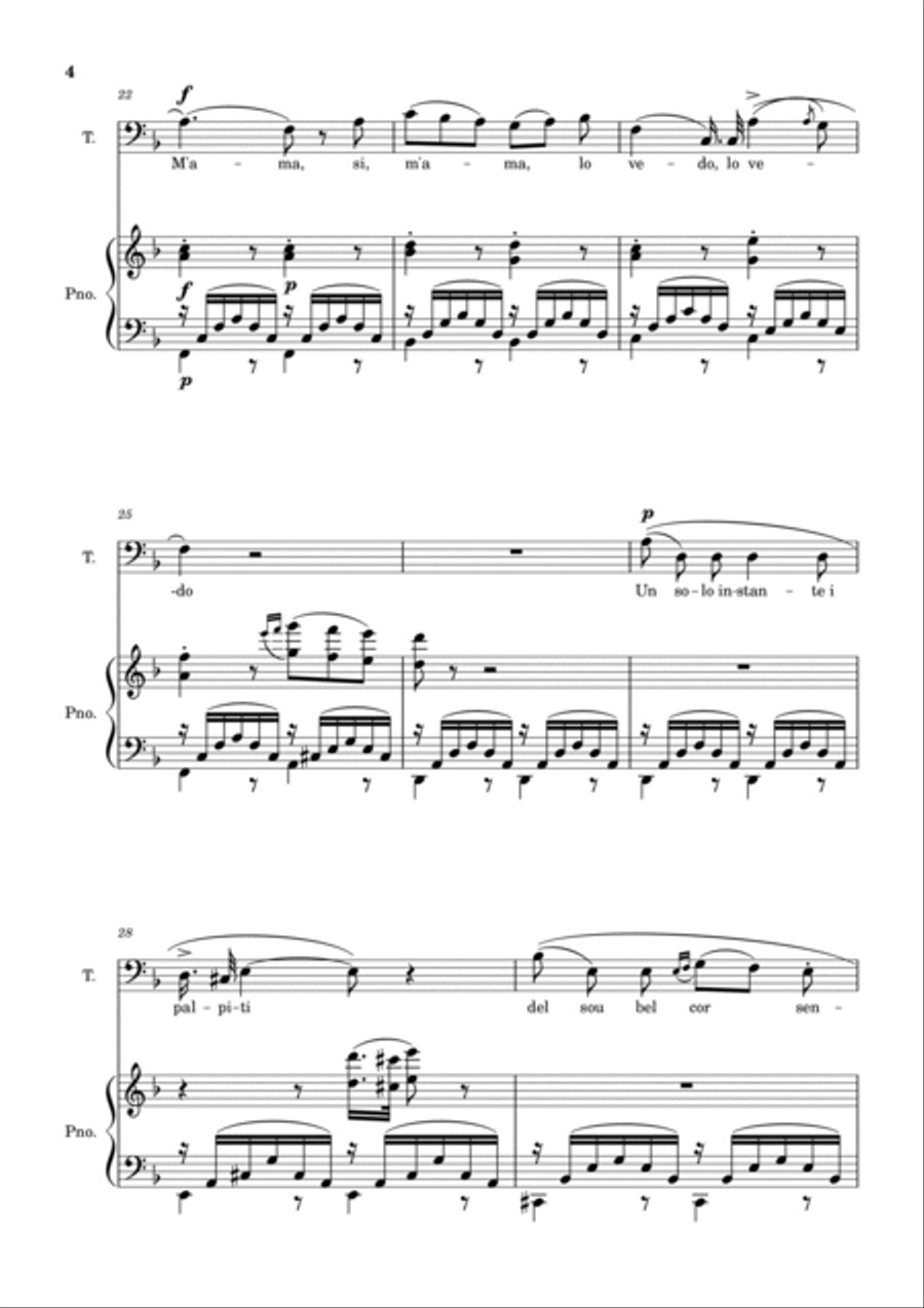 Una Furtiva Lagrima (Tenor in Dm) Piano, Vocal, Guitar scores gallery preview page 4