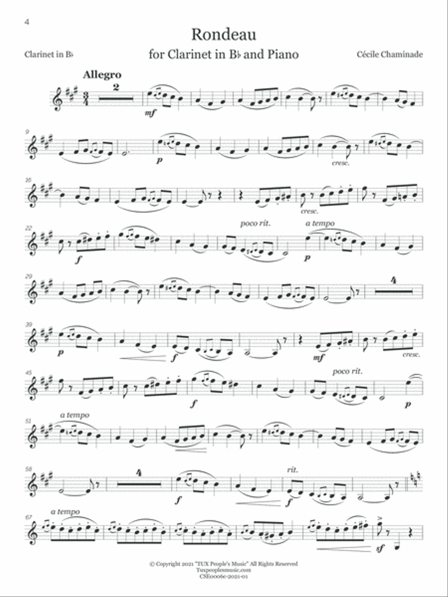 Solos for the Advancing Clarinetist, Volume 1 (French Masterworks Collection) Clarinet Solo scores gallery preview page 6