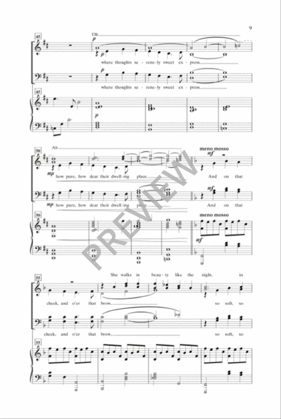 She Walks in Beauty (SATB) 4-Part scores gallery preview page 8